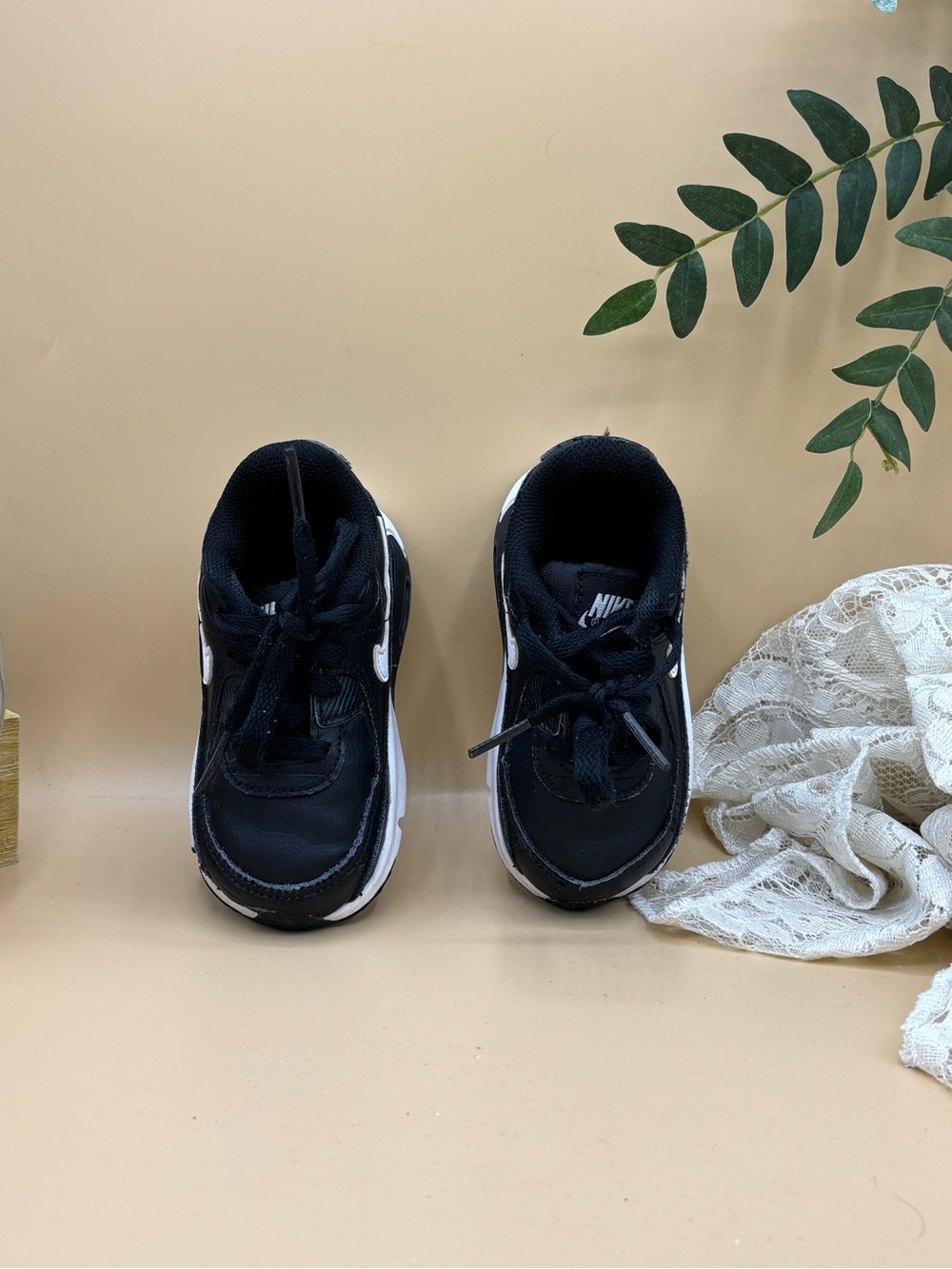 Nike Air Max 90 Toddler Shoes Size 6C Black White Sneakers